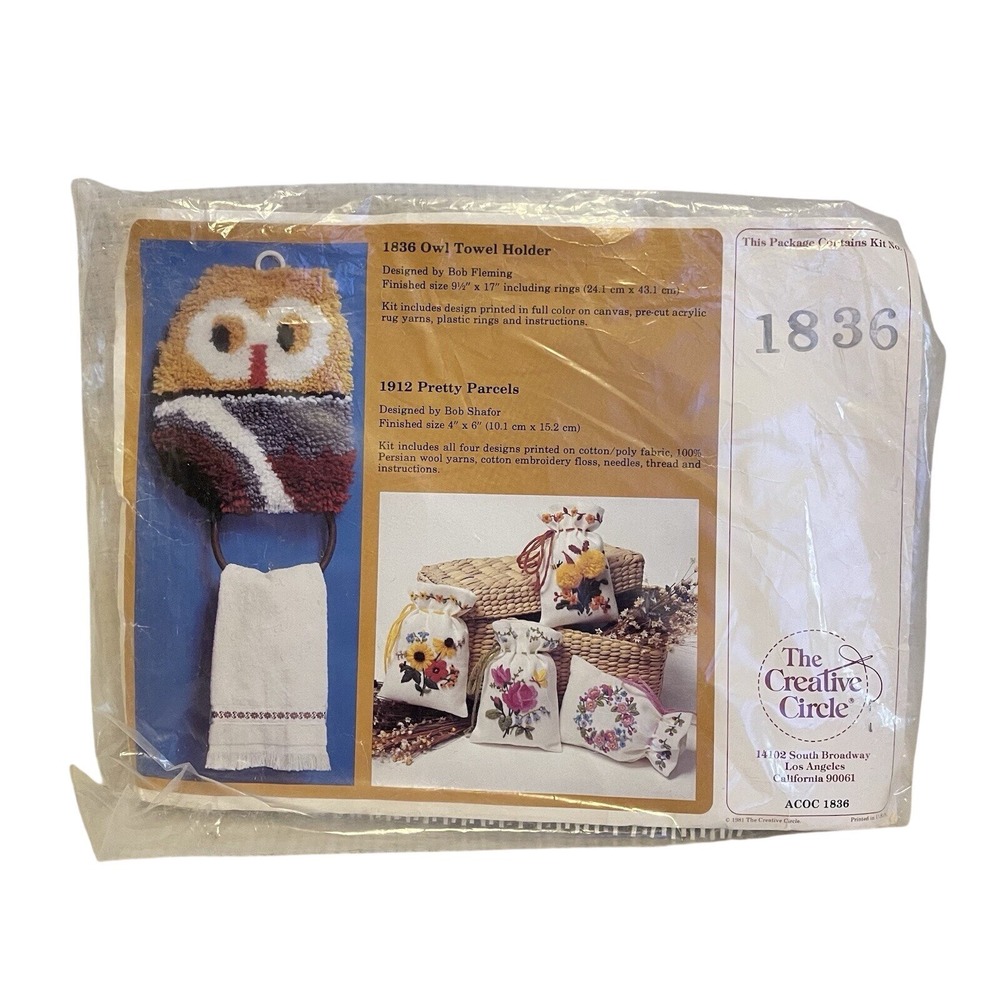 Owl Towel Holder 1912 Creative Circle ACOC 1836‎ kit NEW 1981 yarn Vintage  80s